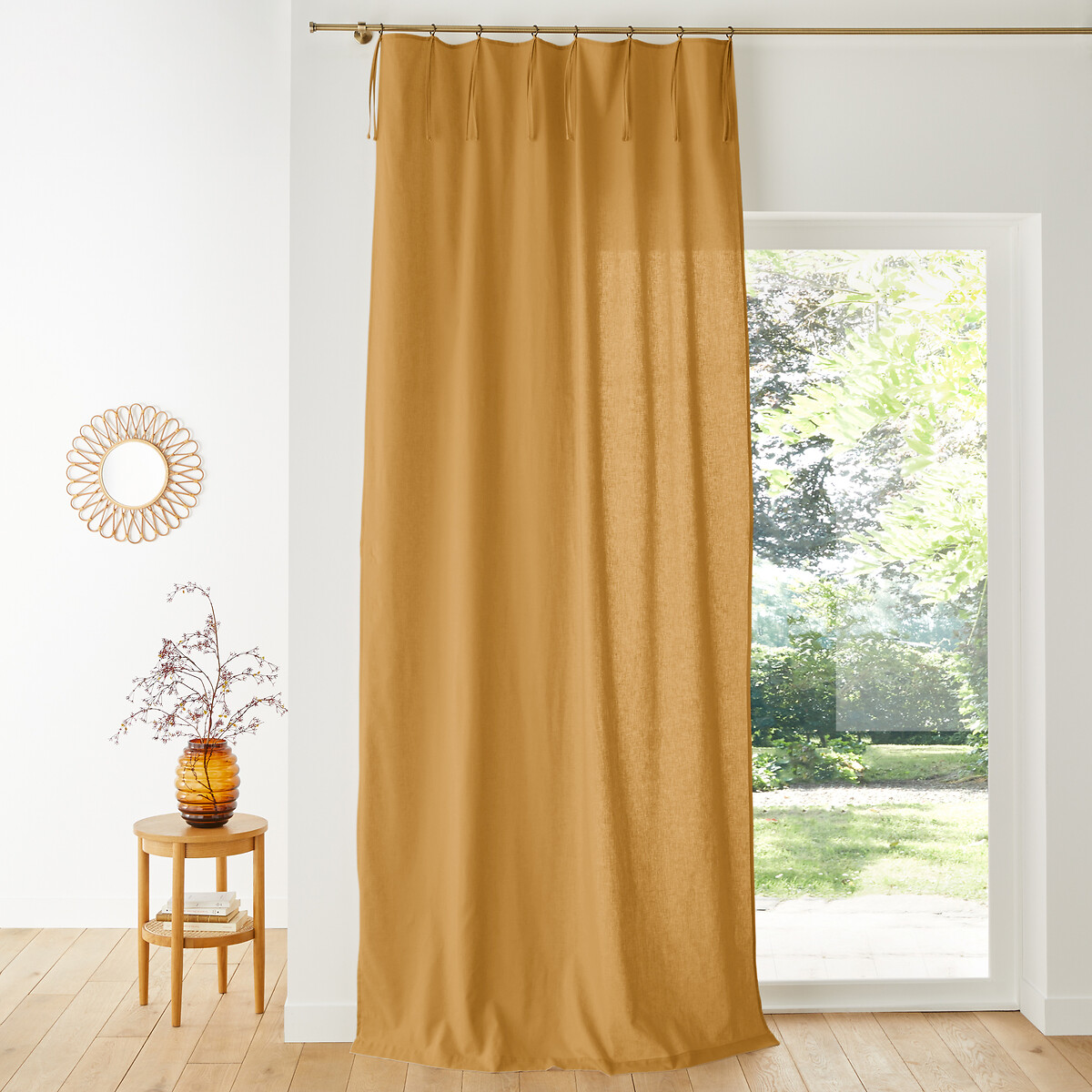 Штора из смешанной ткани с завязками и люверсами Lincot 280 x 135 см желтый штора из смешанной ткани lincot 300 x 135 см желтый