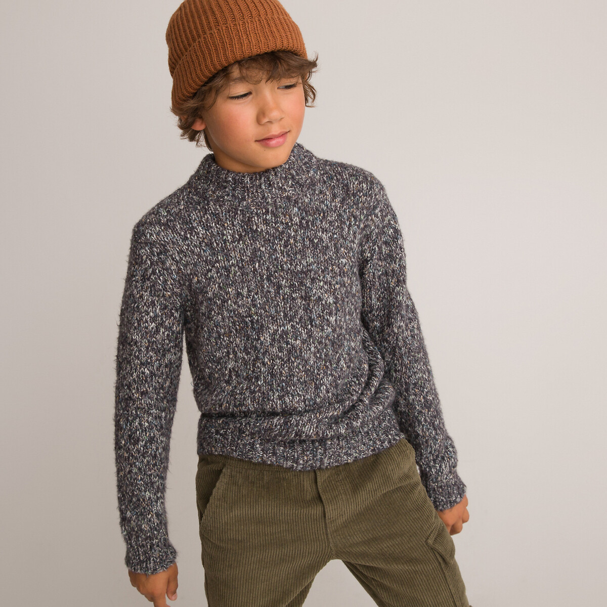Пуловер Из плотного трикотажа с воротником-стойкой 12 лет -150 см серый