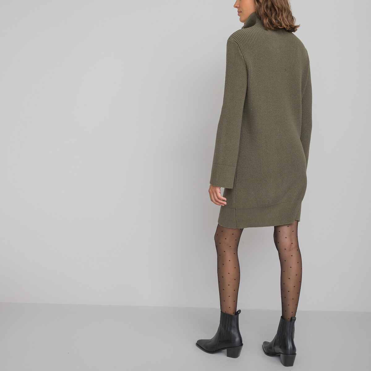 Платье-пуловер Короткое с воротником-стойкой длинные рукава XS зеленый LaRedoute, размер XS - фото 4