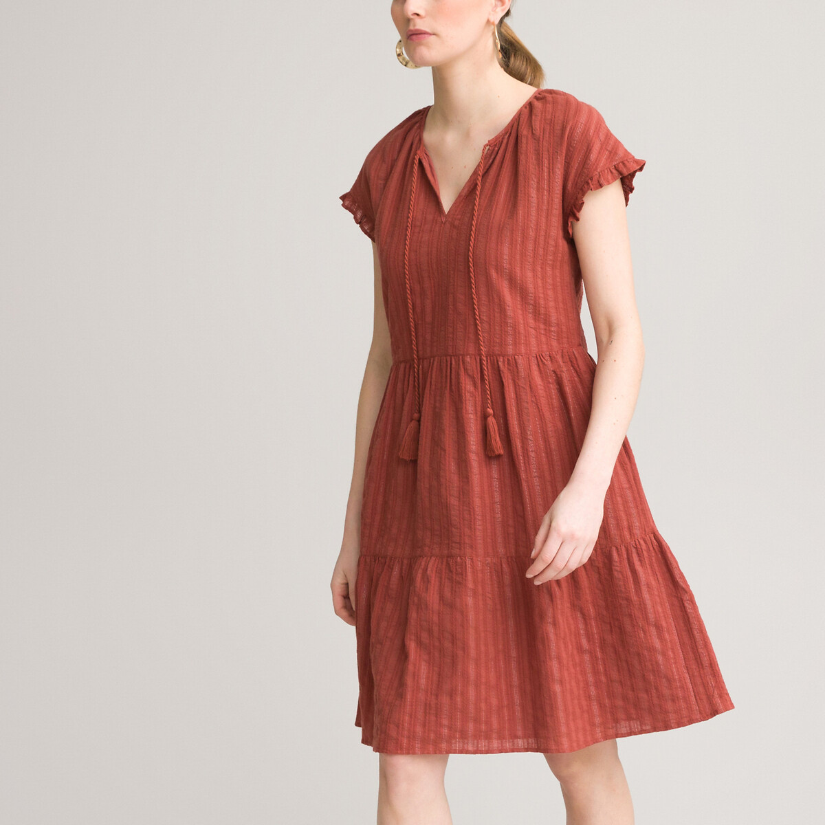 Платье ANNE WEYBURN Расклешенное средней длины с короткими рукавами 48 каштановый, размер 48 - фото 2