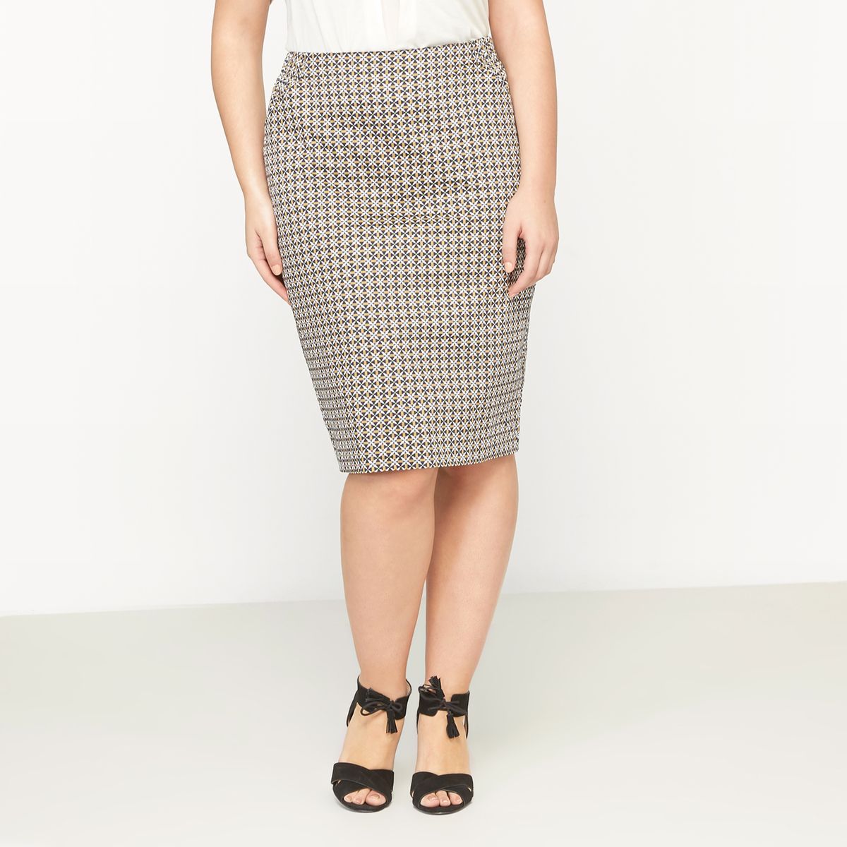 Jupe crayon stretch micro imprimé