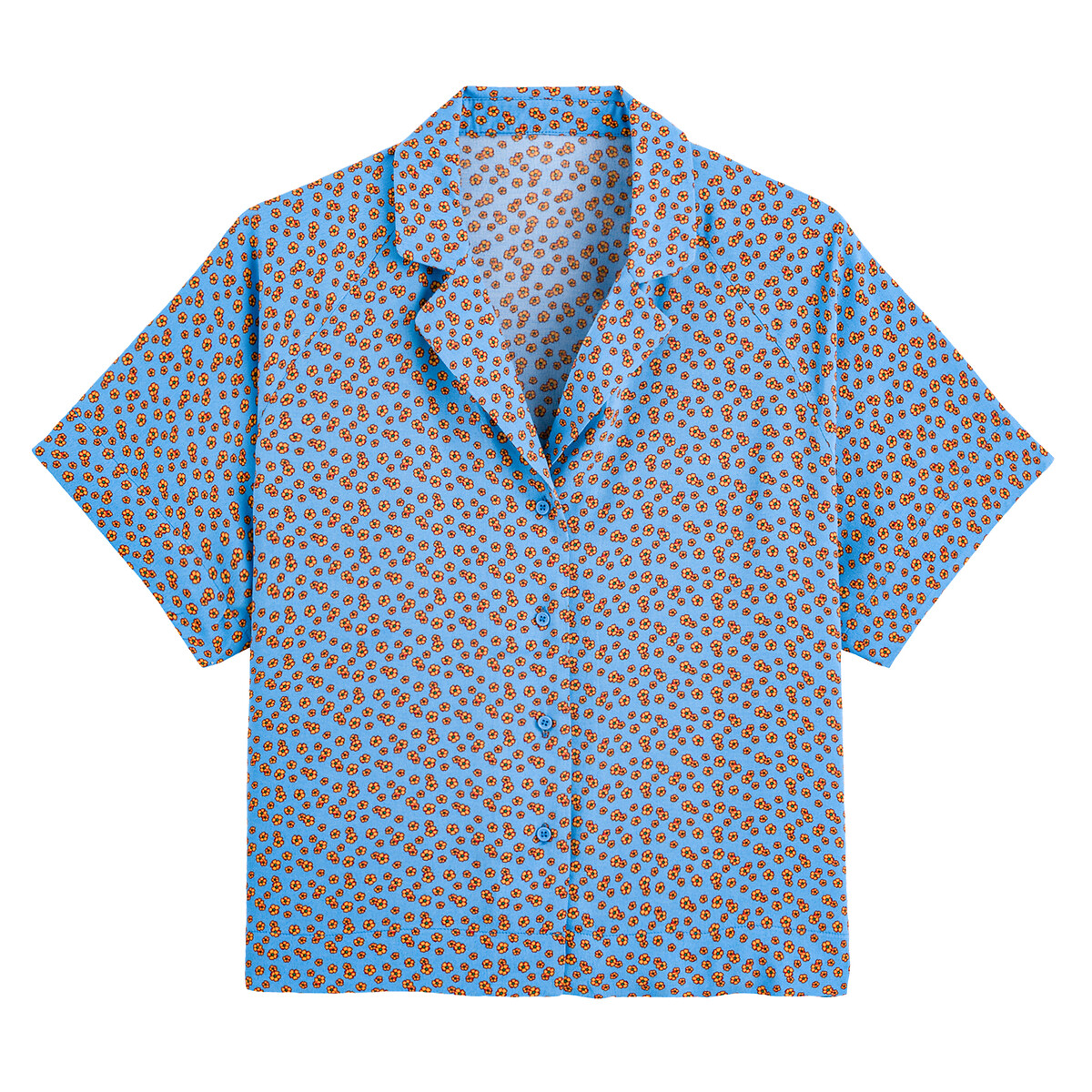 Блузка LA REDOUTE COLLECTIONS С воротником в стиле пижамы и цветочным принтом 44 (FR) - 50 (RUS) синий, размер 44 (FR) - 50 (RUS) С воротником в стиле пижамы и цветочным принтом 44 (FR) - 50 (RUS) синий - фото 5