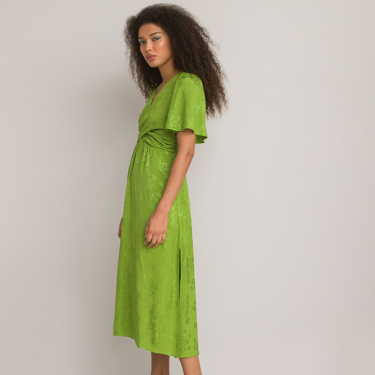 Платье Длинное с перекрестным покроем из жаккардовой ткани 52 зеленый LaRedoute, размер 52 - фото 2