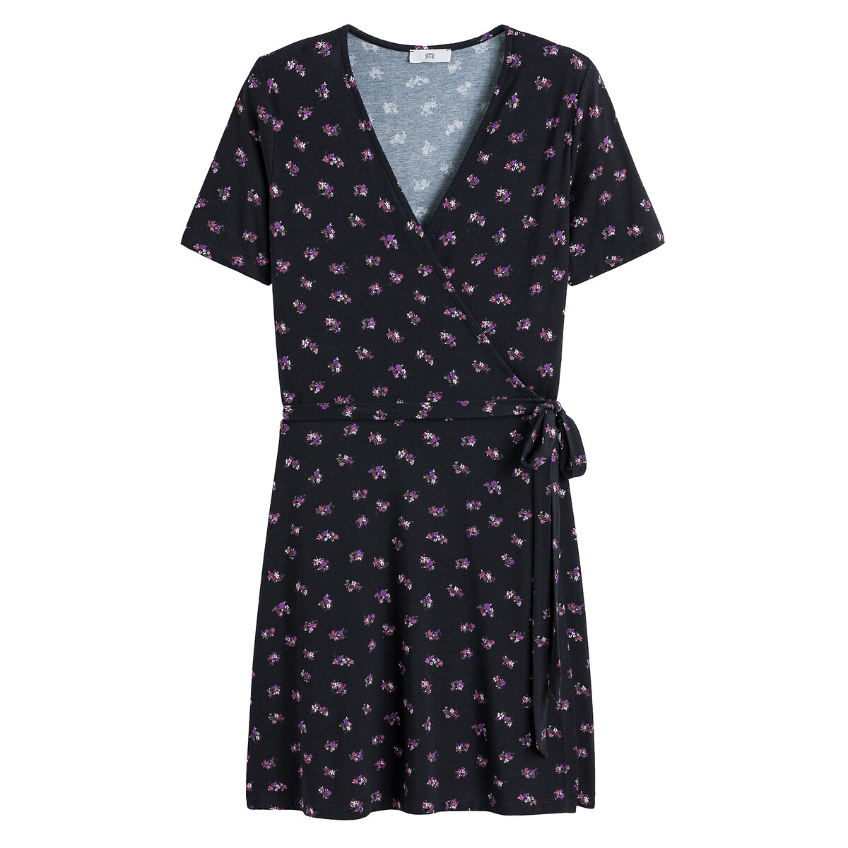 Платье С запахом короткое цветочный принт XS черный LaRedoute, размер XS - фото 5