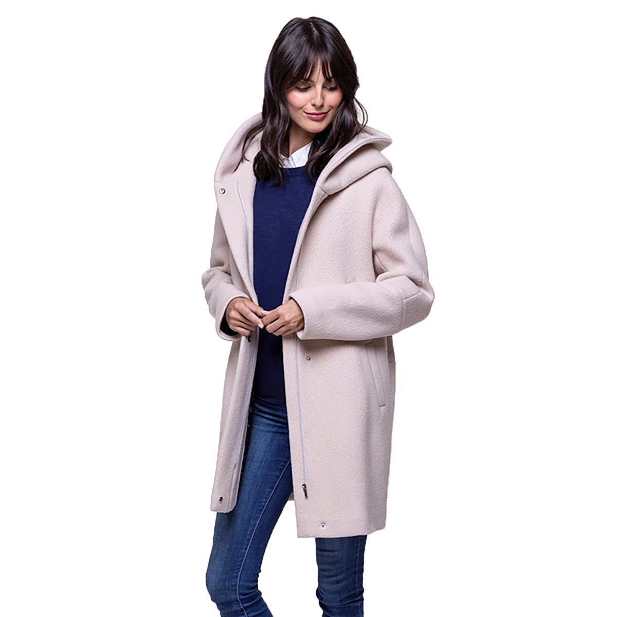 Manteau à capuche en laine extra-douce