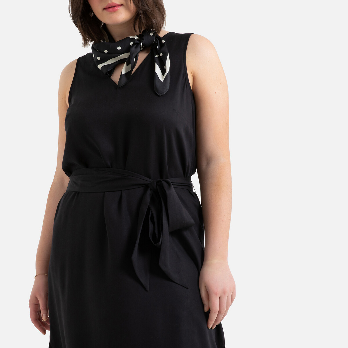 Платье LaRedoute Длинное прямое из лиоцелла без рукавов 56 черный, размер 56 - фото 3