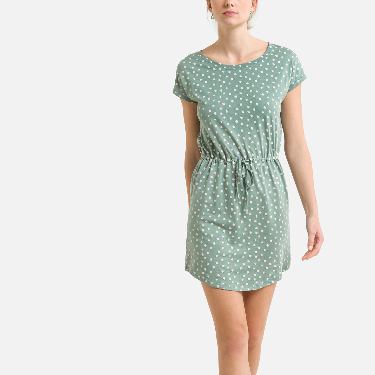 Платье ONLY С круглым вырезом и короткими рукавами L зеленый, размер L - фото 2