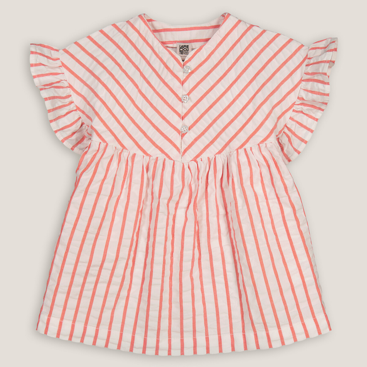 Платье с воланами из легкой полосатой ткани  1 год - 74 см оранжевый LaRedoute, размер 1 год - 74 см - фото 3