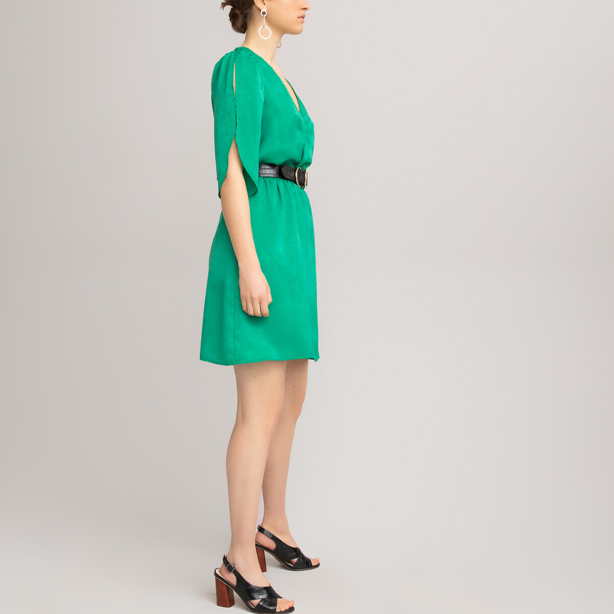 Платье LaRedoute Короткое с запахом короткие рукава 48 (FR) - 54 (RUS) зеленый, размер 48 (FR) - 54 (RUS) Короткое с запахом короткие рукава 48 (FR) - 54 (RUS) зеленый - фото 2