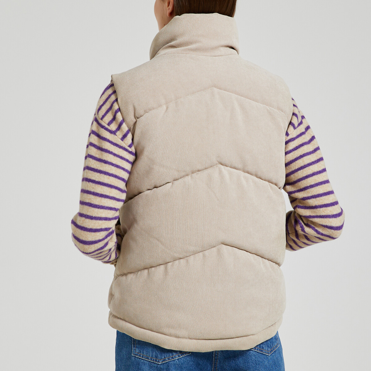 Куртка стеганая без рукавов с воротником-стойкой  L бежевый LaRedoute, размер L - фото 4