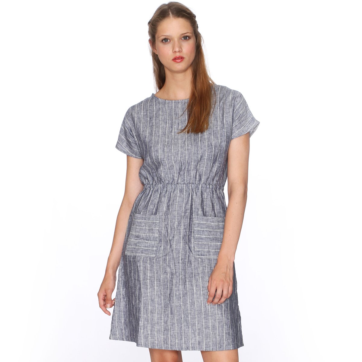 

Платье с короткими рукавами, с рисунком в полоску и карманами PEPALOVES, Dress Lace