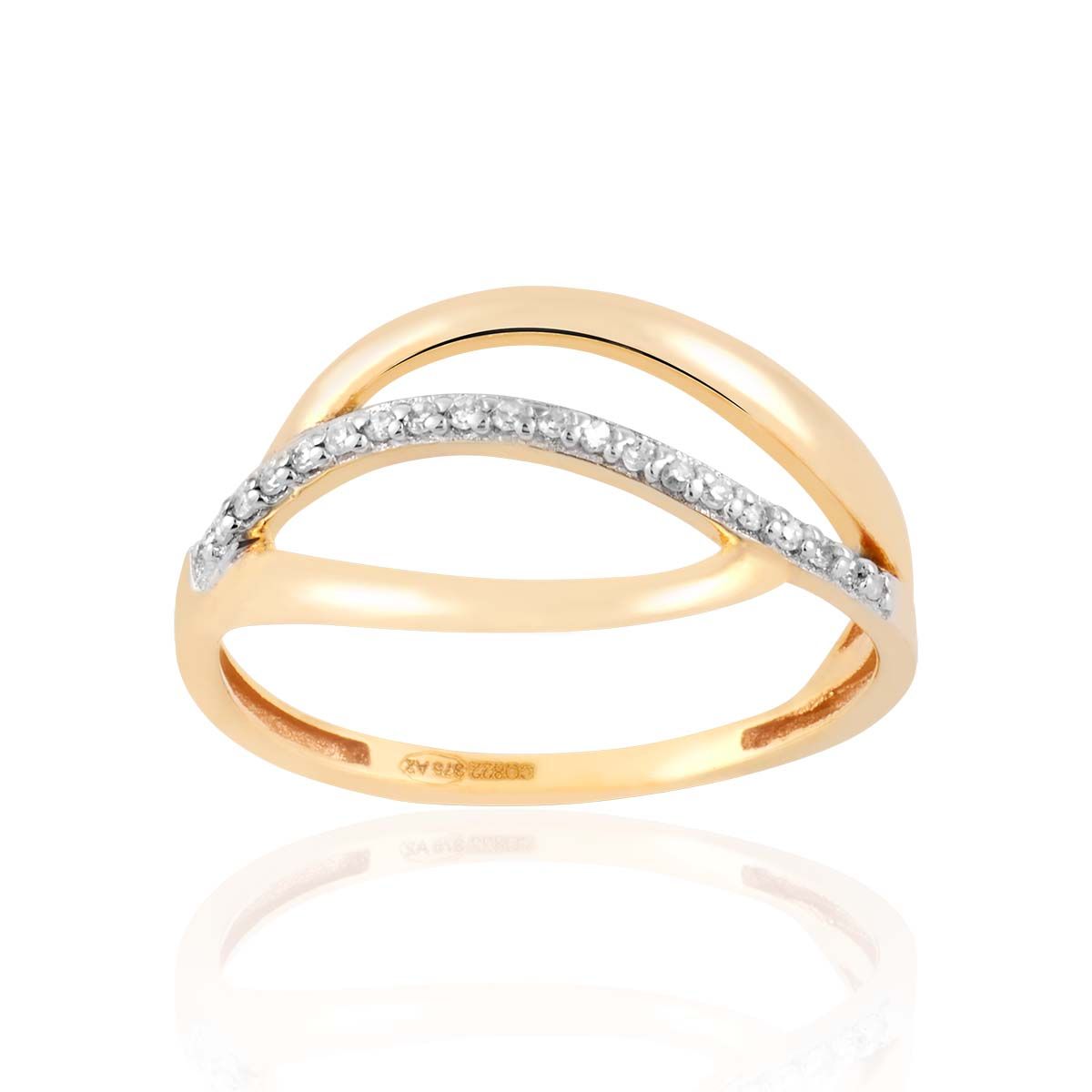 Bague en Or 375/1000 Jaune et Diamant Blanc