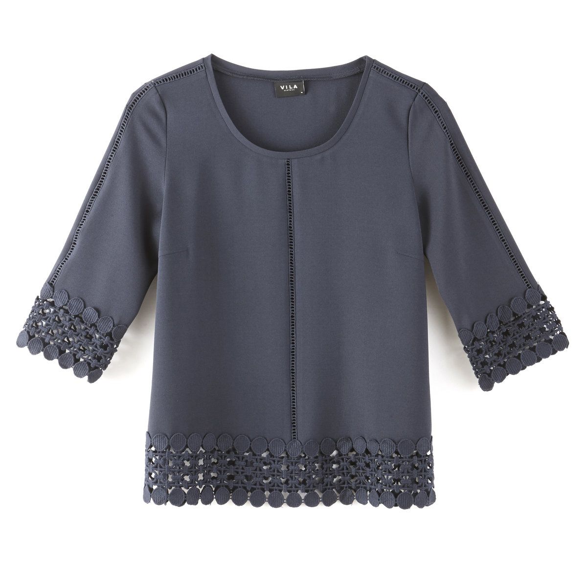 Blouse avec guipure manches 3/4
