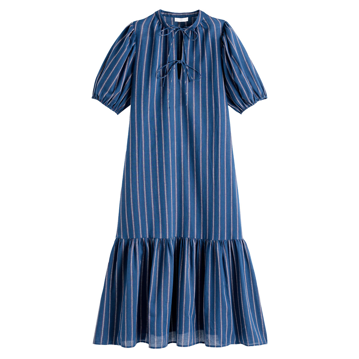 Платье LA REDOUTE COLLECTIONS Макси длинное расклешенное в полоску 44 фиолетовый, размер 44 - фото 5