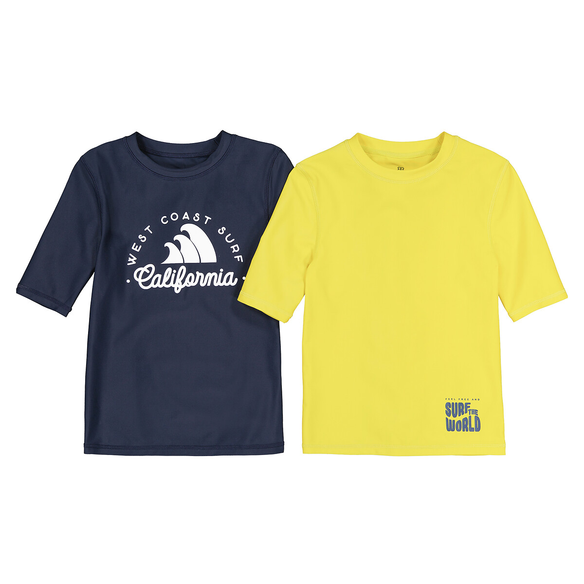 Комплект из двух футболок для Плавания с УФ-защитой 10 лет - 138 см желтый LaRedoute, размер 10 лет - 138 см