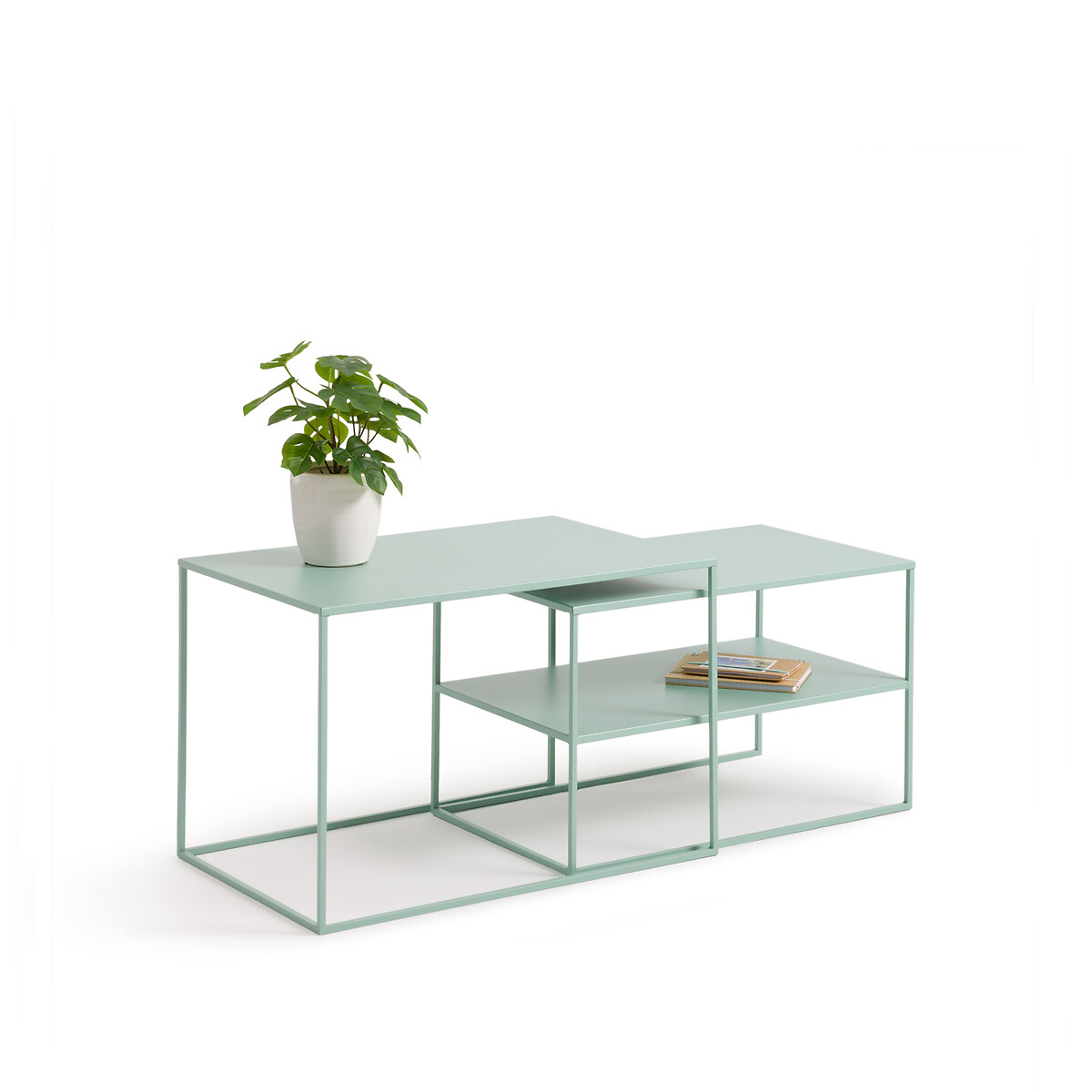 Комплект из двух журнальных столов штабелируемых из стали Hiba единый размер зеленый комплект из 2 журнальных столов из закаленного стекла neso единый размер черный
