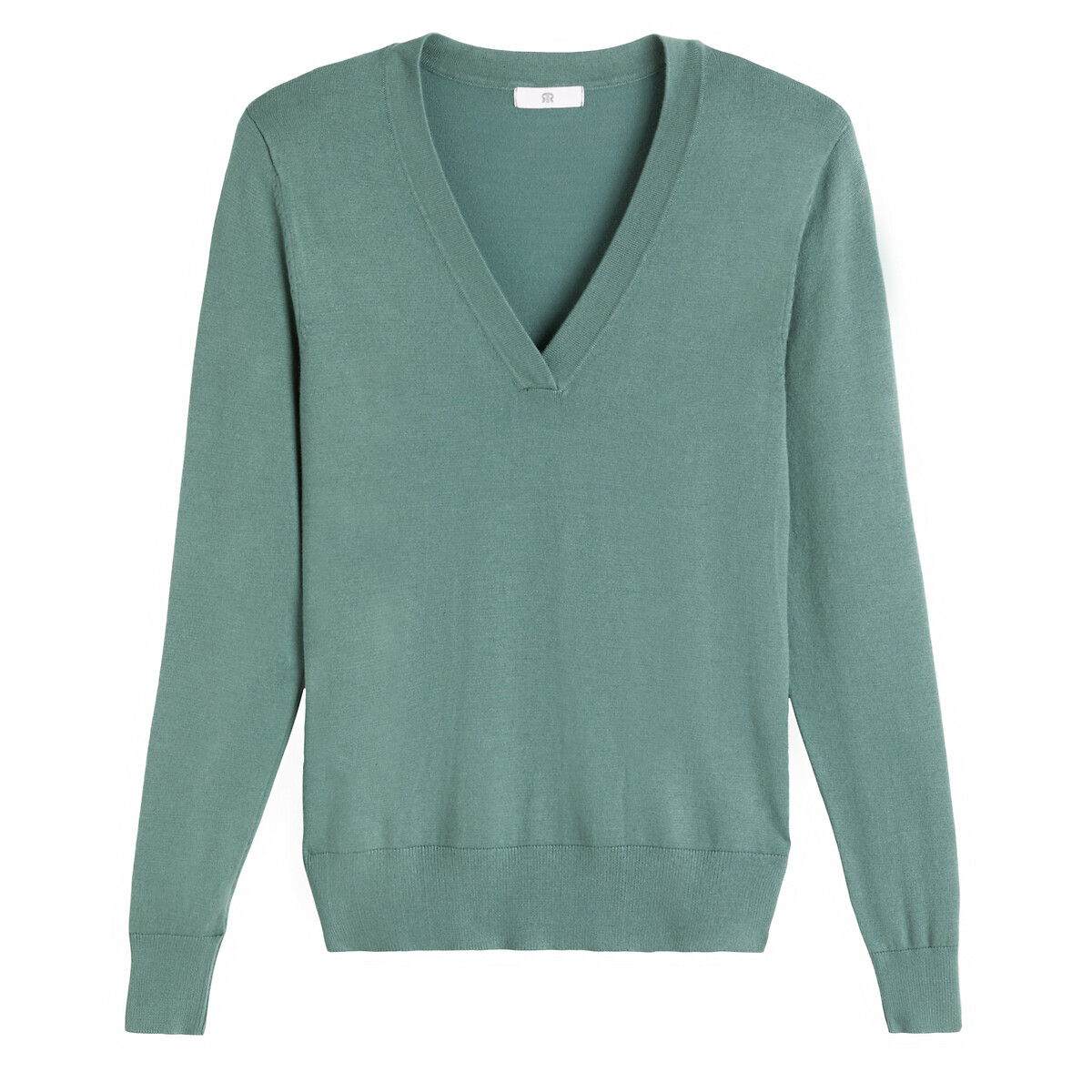 Пуловер LA REDOUTE COLLECTIONS С V-образным вырезом базовая модель XXL зеленый, размер XXL - фото 5
