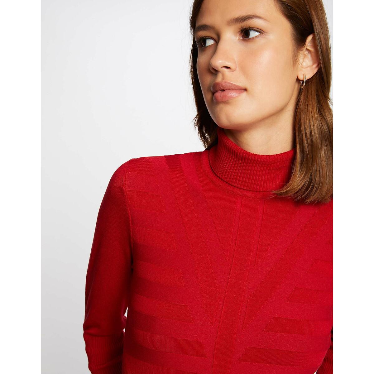 Пуловер MORGAN Из тонкого трикотажа воротник-стойка M красный, размер M - фото 3