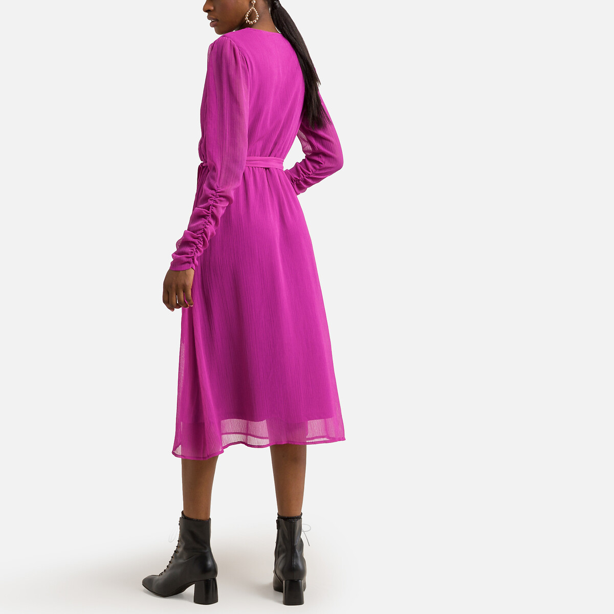 Платье-миди VERO MODA Платье-миди С V-образным вырезом L розовый, размер L - фото 4