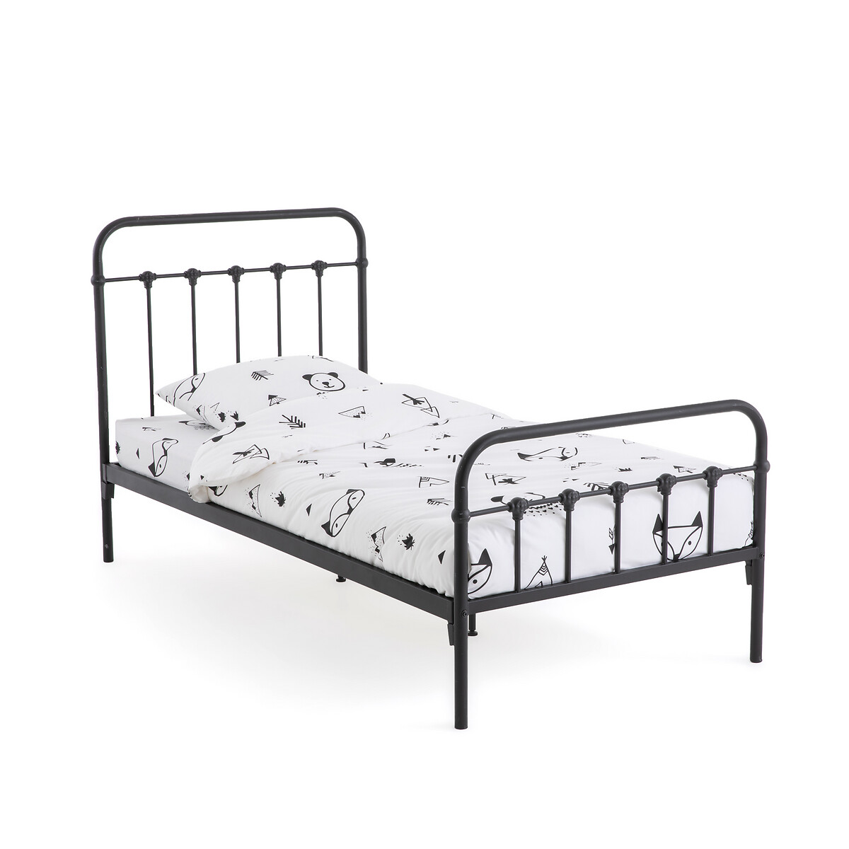 Кровать детская с прутьями Asper 90 x 190 см черный