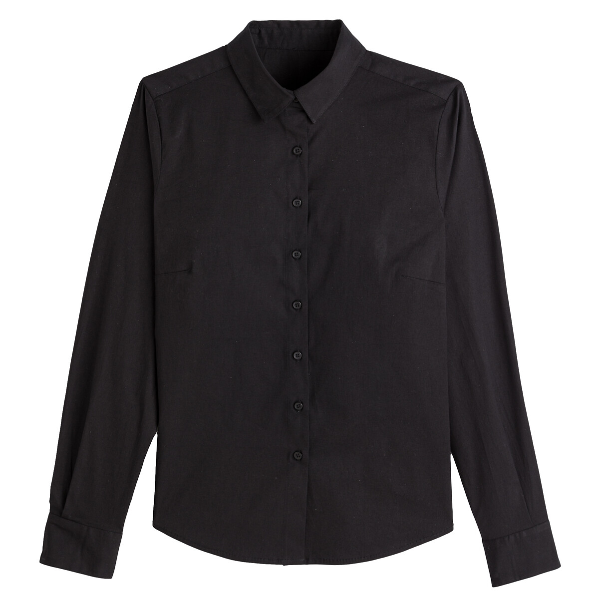 Рубашка LaRedoute Приталенного покроя длинные рукава 36 (FR) - 42 (RUS) черный, размер 36 (FR) - 42 (RUS) Приталенного покроя длинные рукава 36 (FR) - 42 (RUS) черный - фото 5