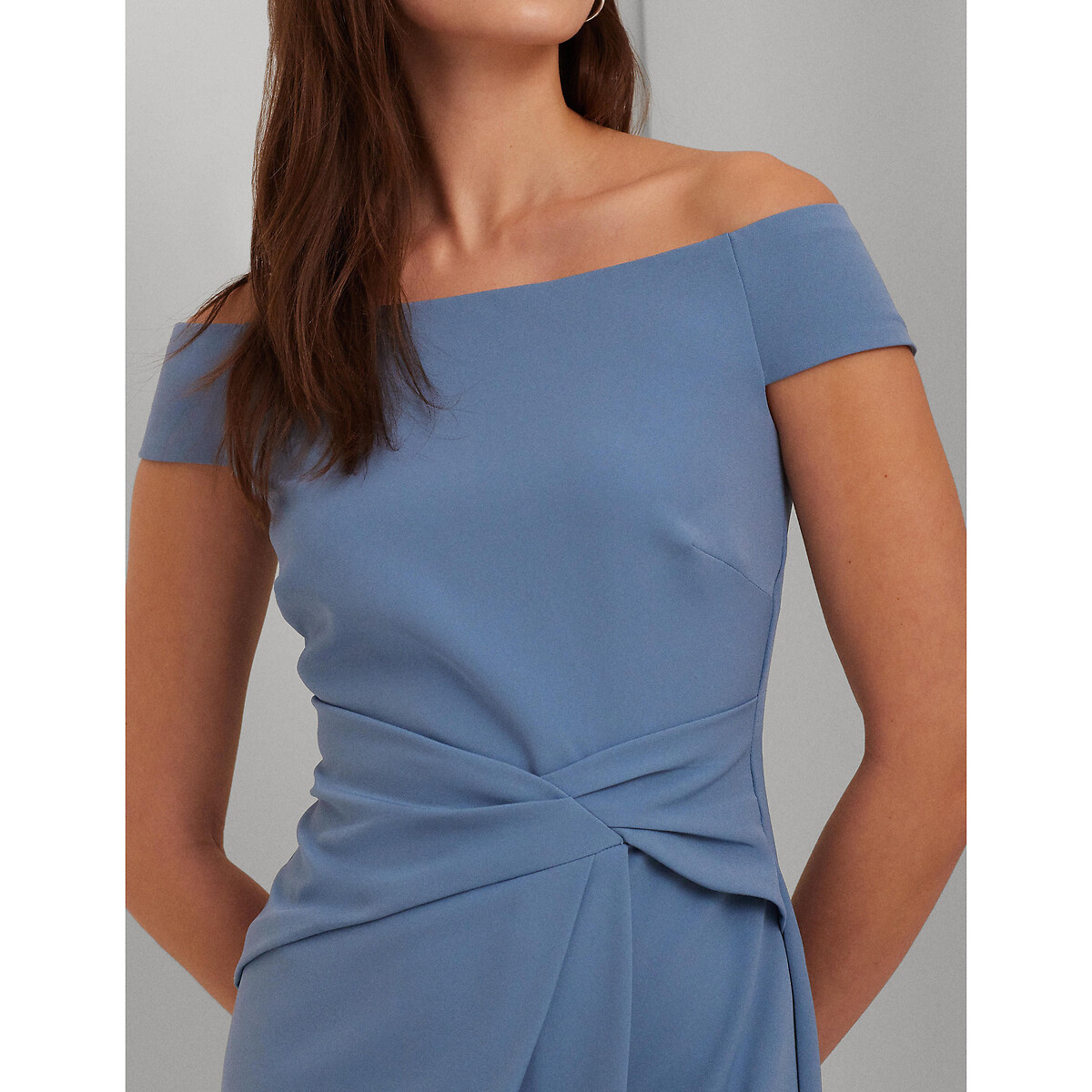 Платье коктейльное короткое с короткими рукавами SARAN  48 синий LaRedoute, размер 48 - фото 4