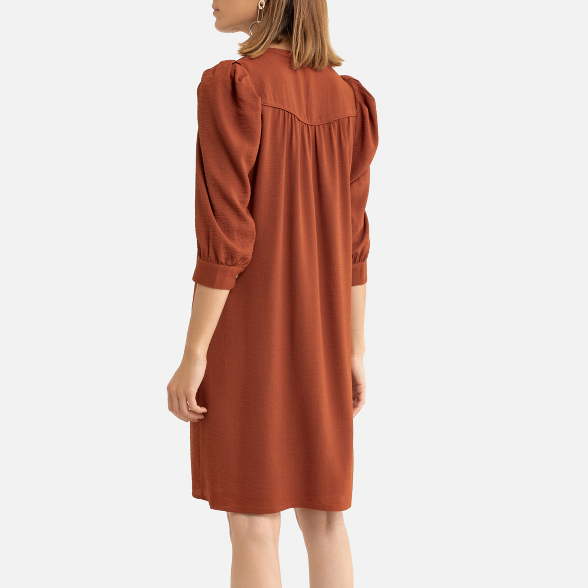 Платье La Redoute Короткое на пуговицах длинные рукава 2(M) красный, размер 2(M) Короткое на пуговицах длинные рукава 2(M) красный - фото 4