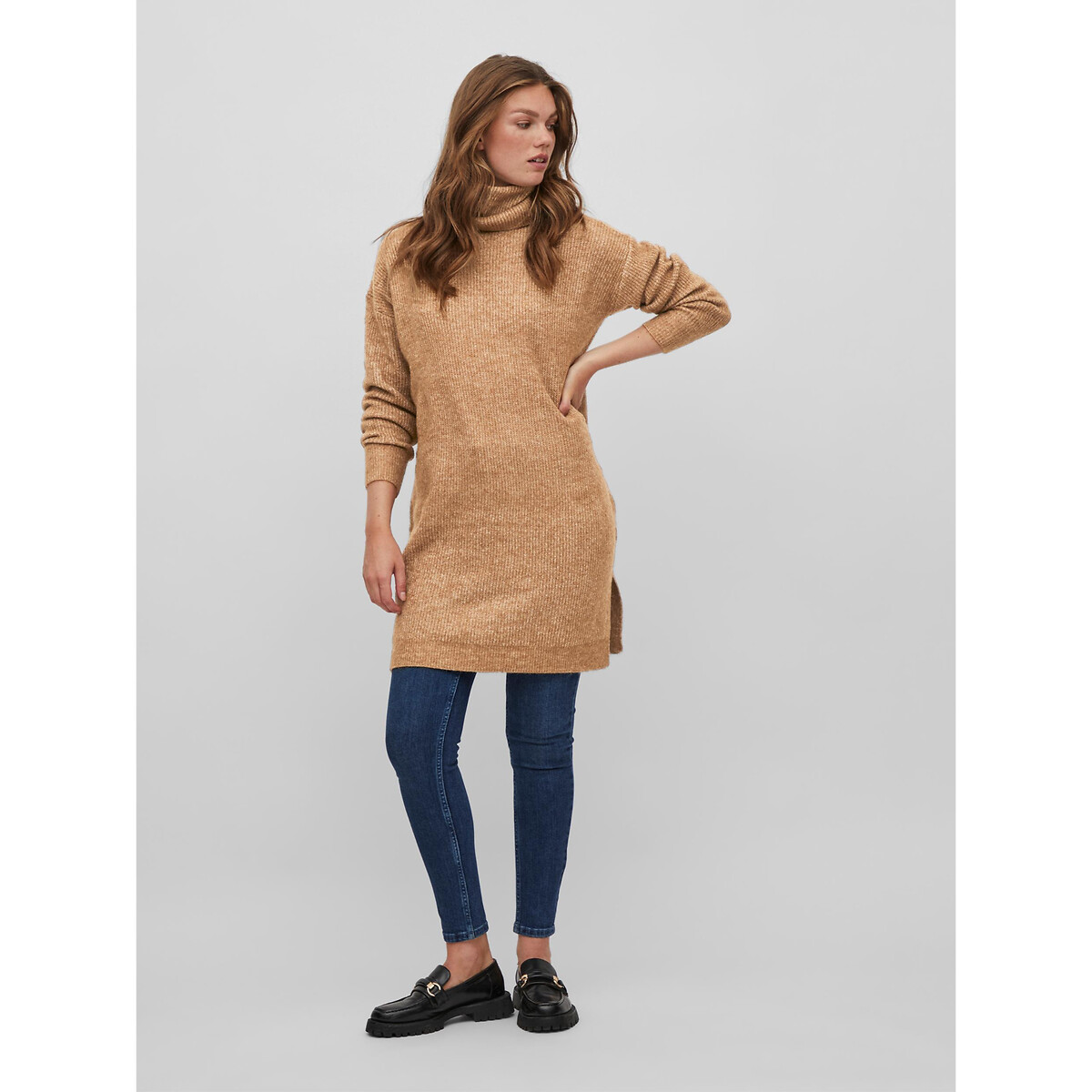 Платье-пуловер VILA Платье-пуловер С длинным воротником S каштановый, размер S - фото 2