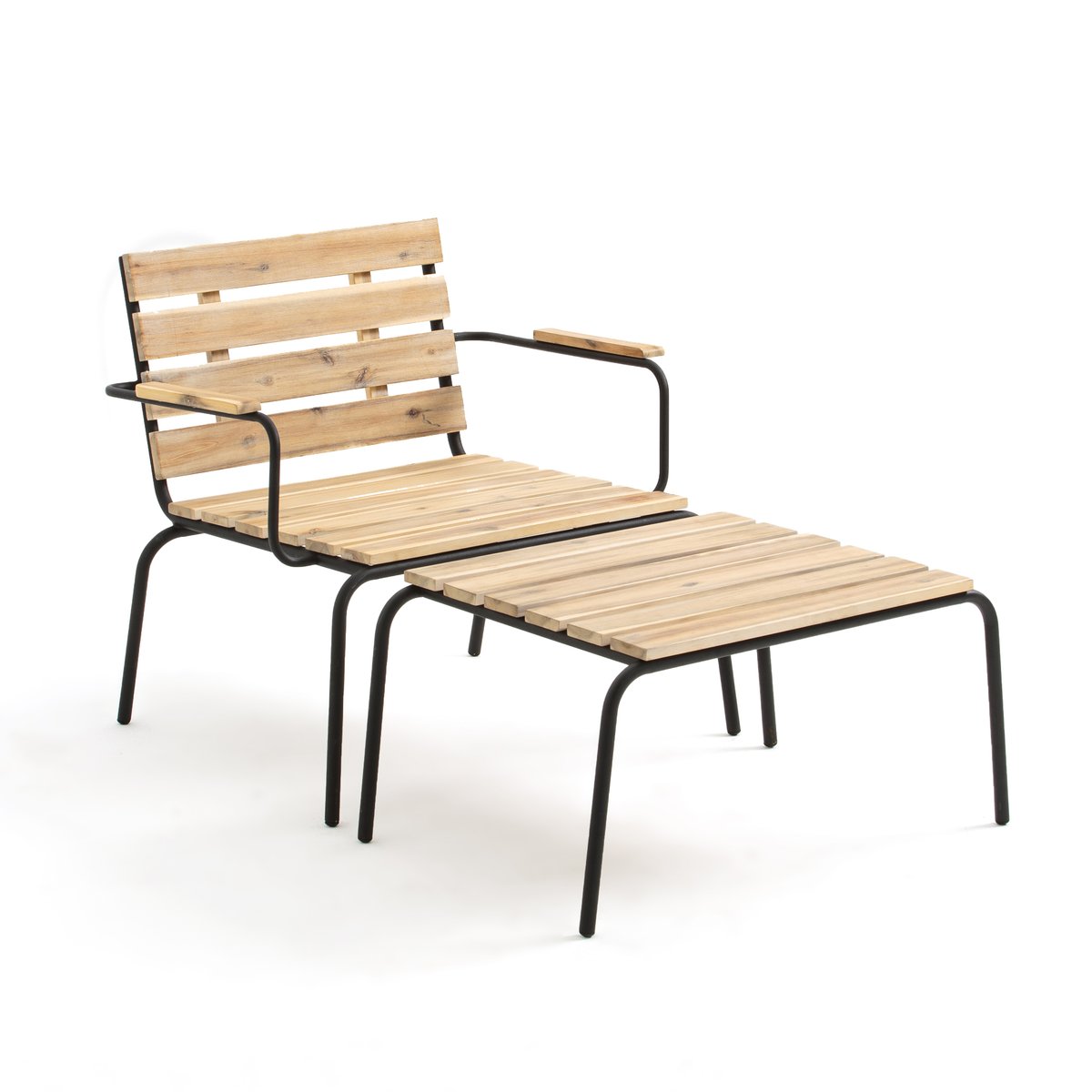 LA REDOUTE INTERIEURS Silla y reposapis de jardn Buckley acacia BEIGE talla única