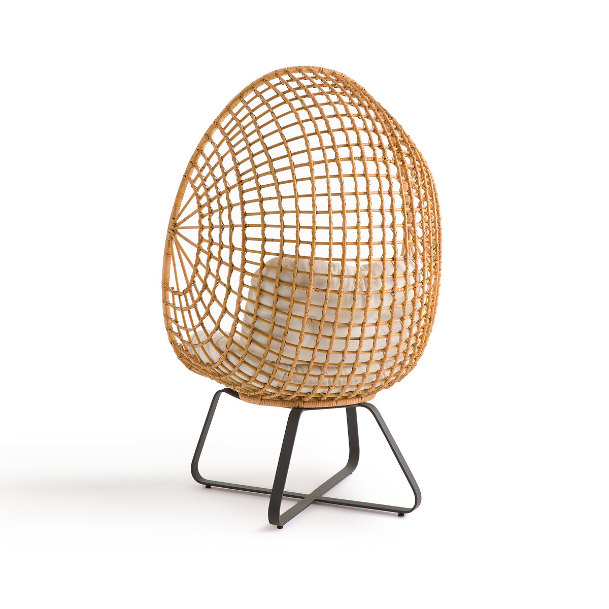 Кресло В форме яйца  подушки из ротанга Finlo единый размер бежевый LaRedoute - фото 4