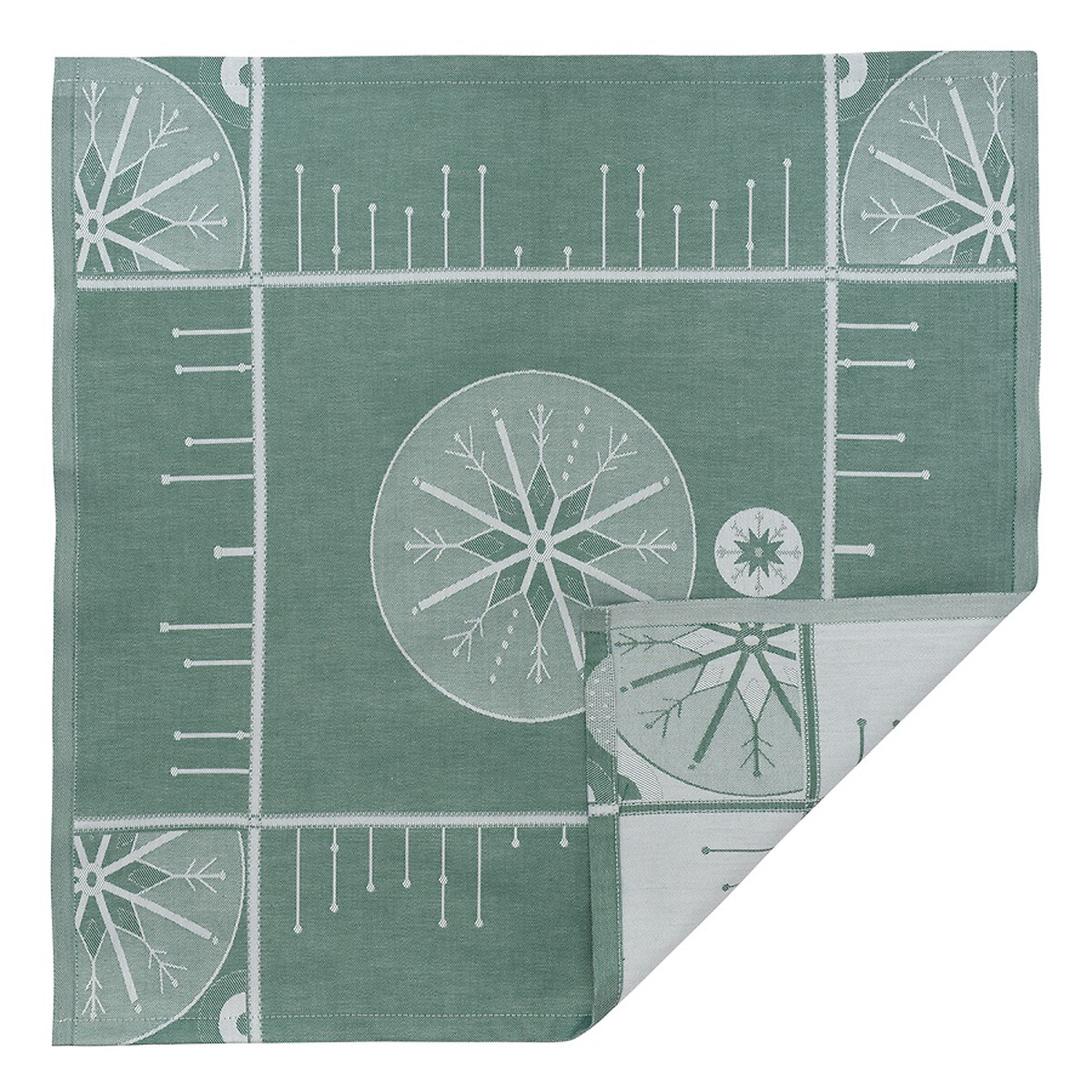 Салфетка из хлопка с рисунком Ледяные узоры из коллекции New Year Essential 53х53см единый размер зеленый