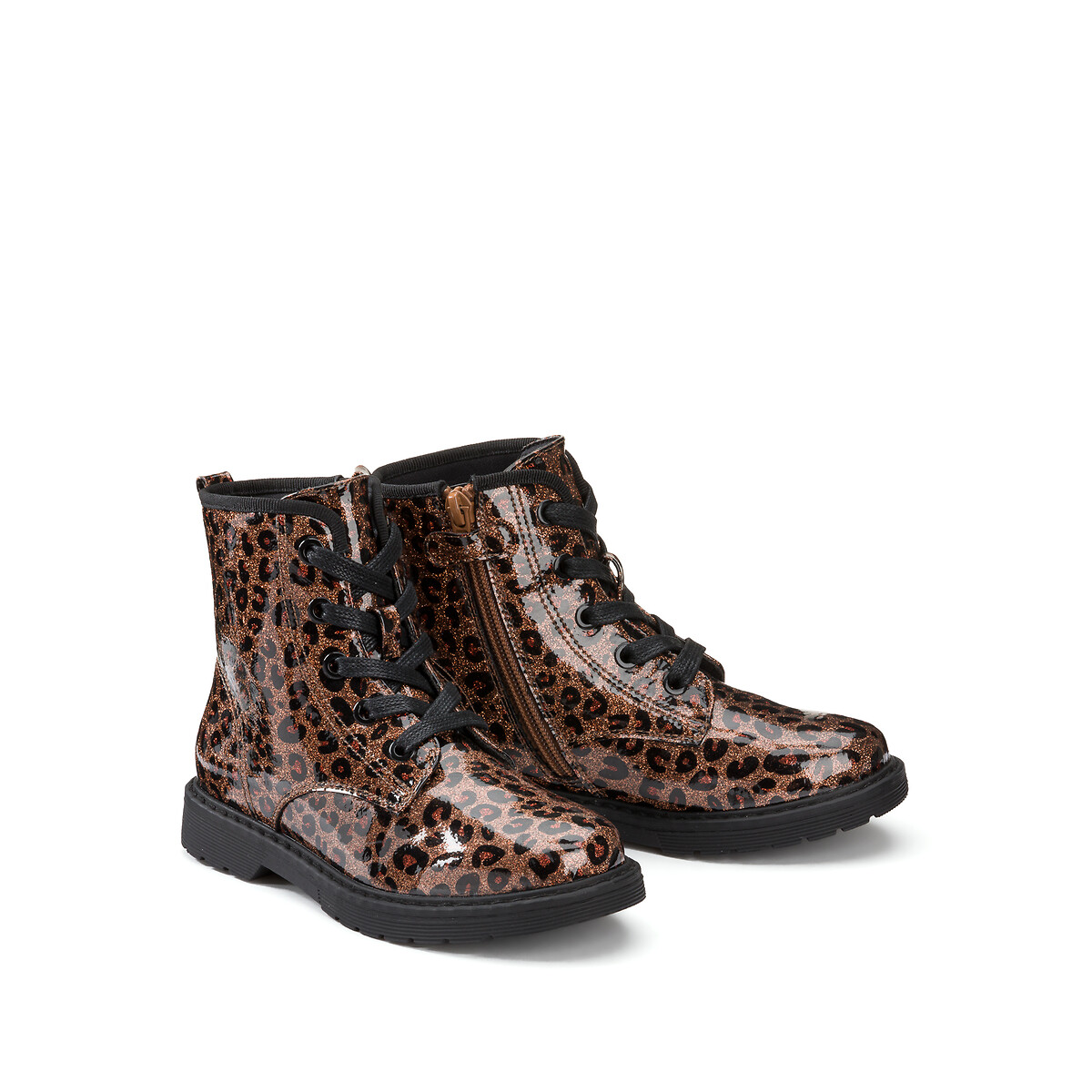 Ботинки На молнии и шнуровке леопардовый принт 30 каштановый LaRedoute, размер 30 - фото 2