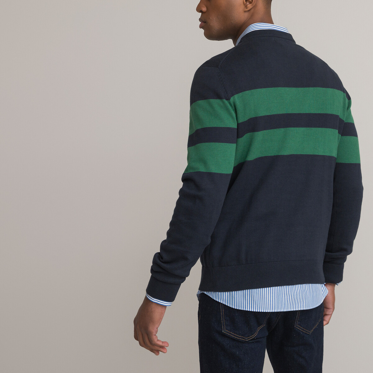 Пуловер С круглым вырезом из тонкого трикотажа M синий LaRedoute, размер M - фото 4