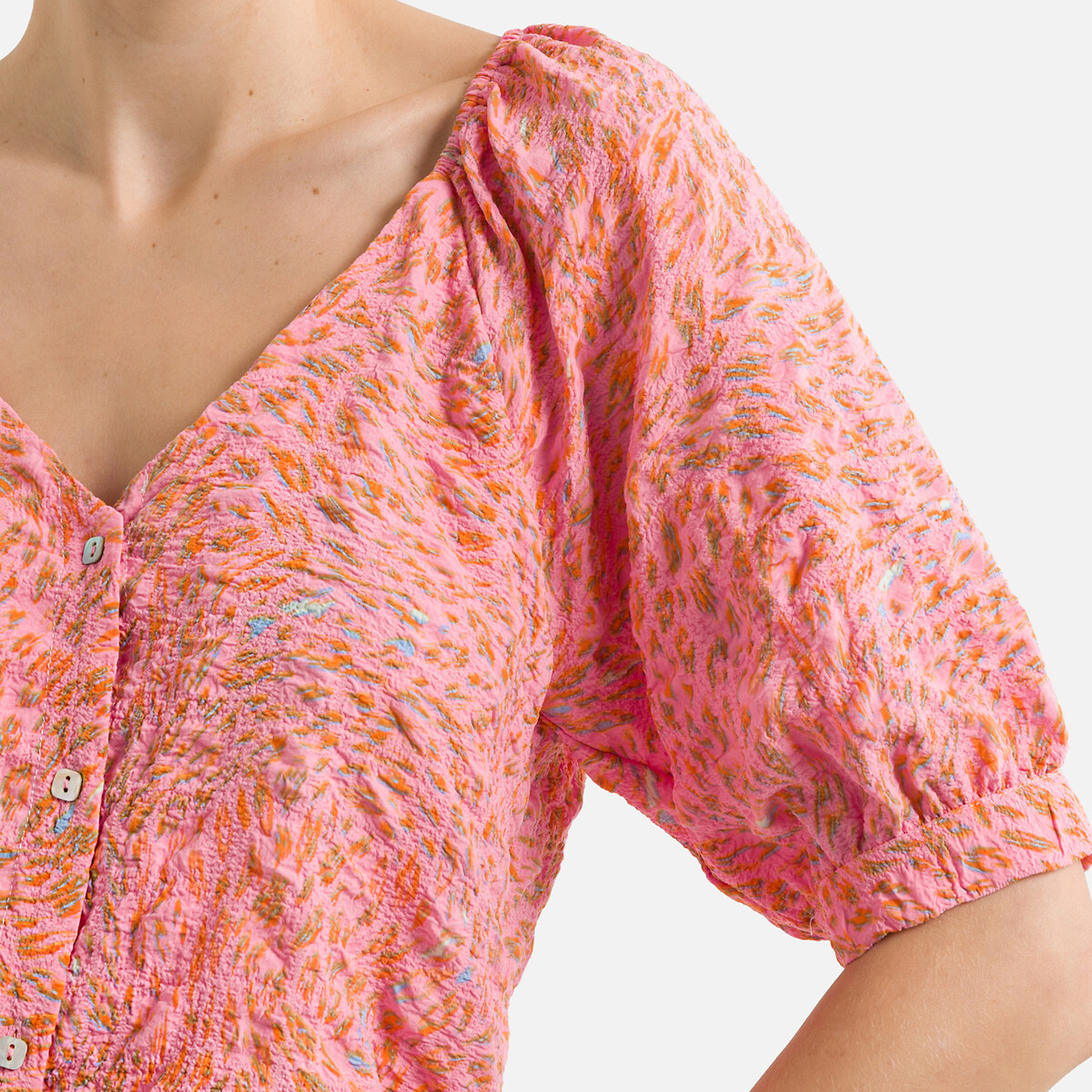 Блузка VERO MODA С короткими рукавами леопардовый принт S розовый, размер S - фото 3