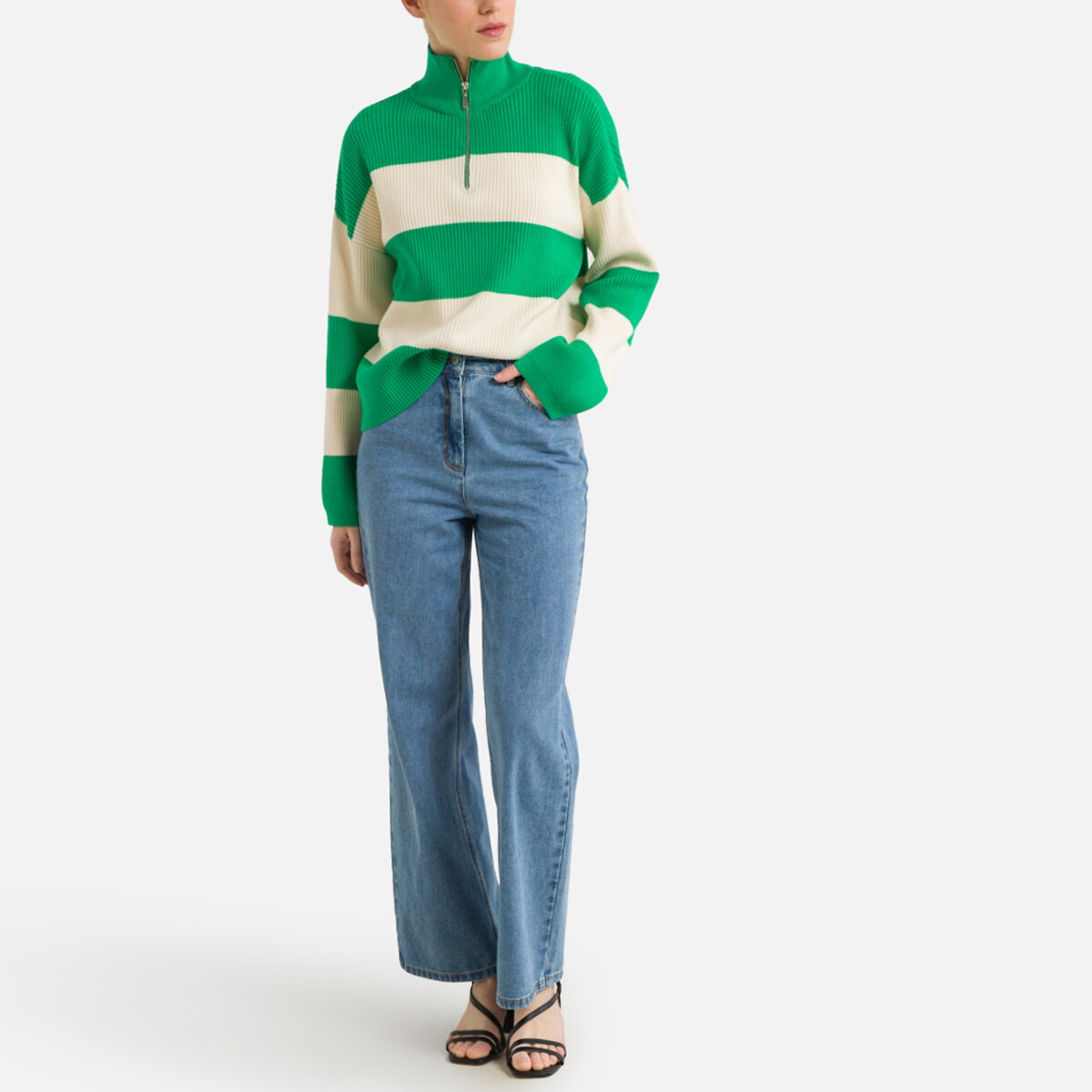 Пуловер с воротником-стойкой на молнии XS зеленый пуловер с воротником стойкой на молнии m синий