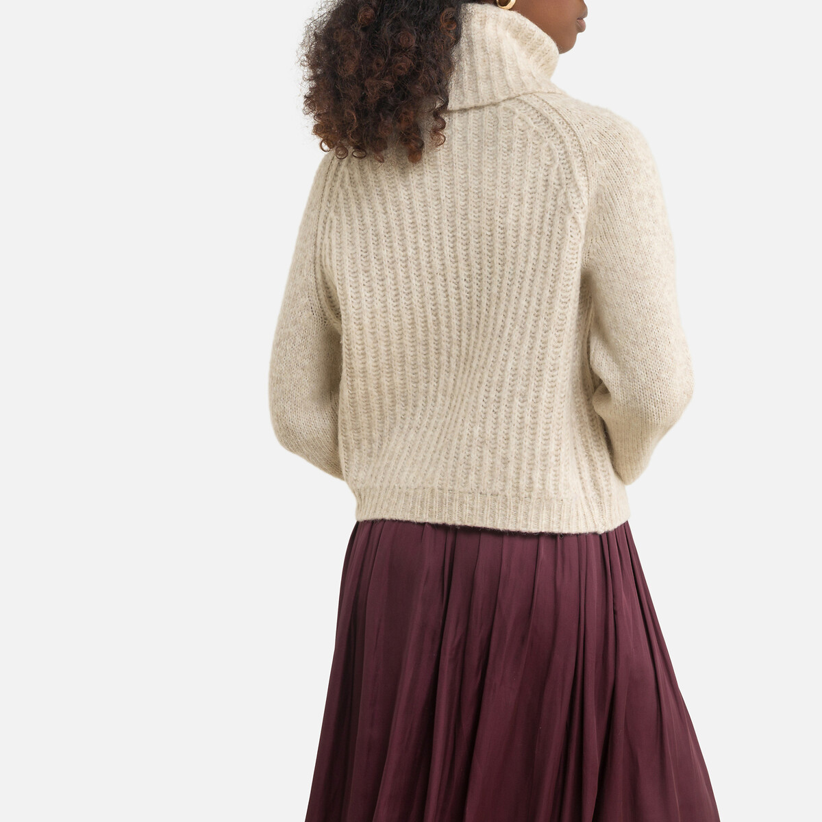 Пуловер LaRedoute Из пышного трикотажа с рукавами с напуском L бежевый, размер L - фото 4