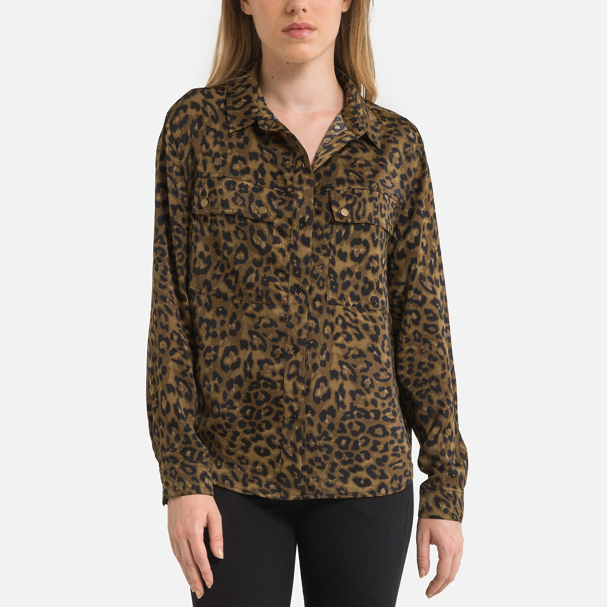 Блузка с анималистическим принтом и длинными рукавами XS другие блузка с леопардовым принтом xs другие