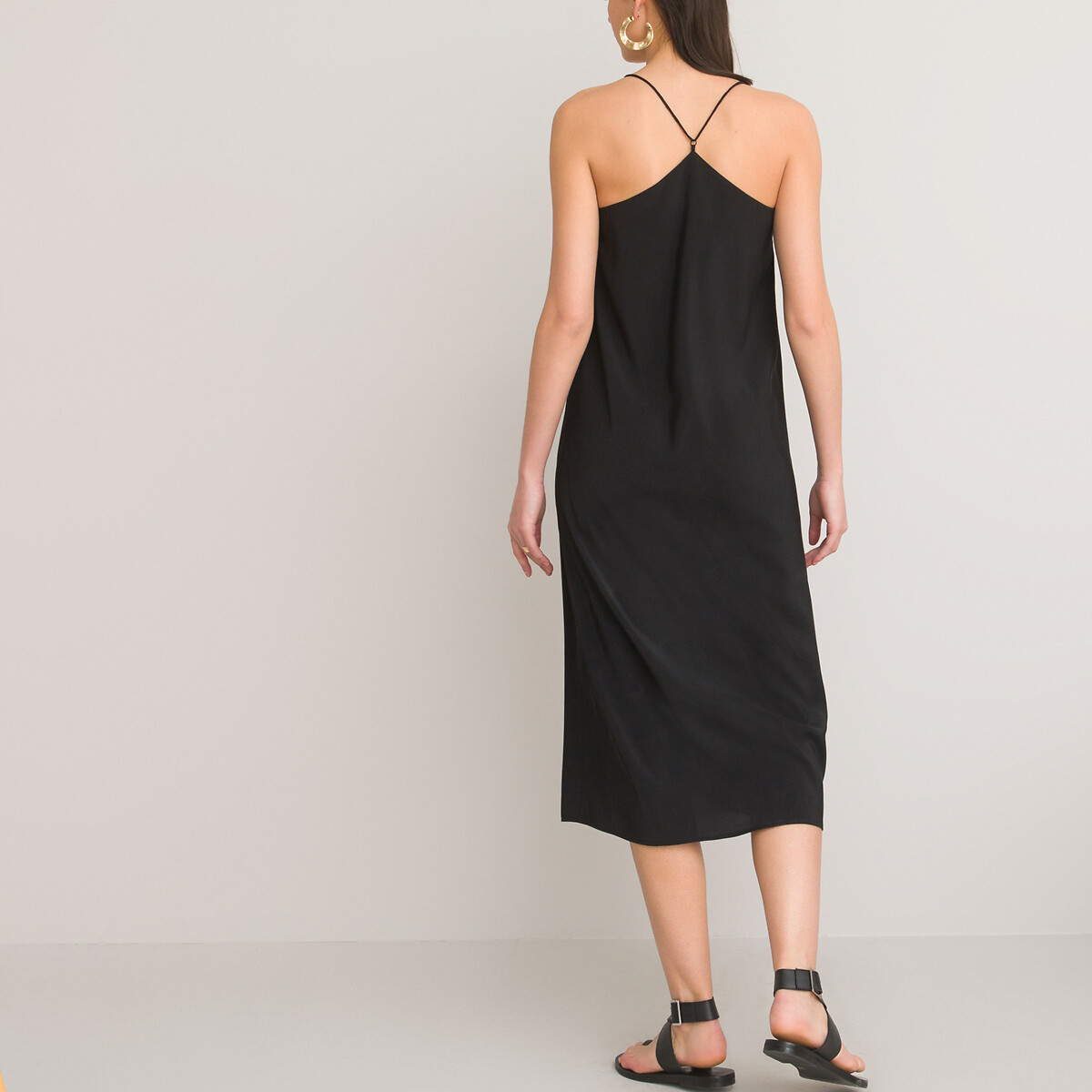 Платье LA REDOUTE COLLECTIONS На тонких бретелях средней длины 42 черный, размер 42 - фото 4