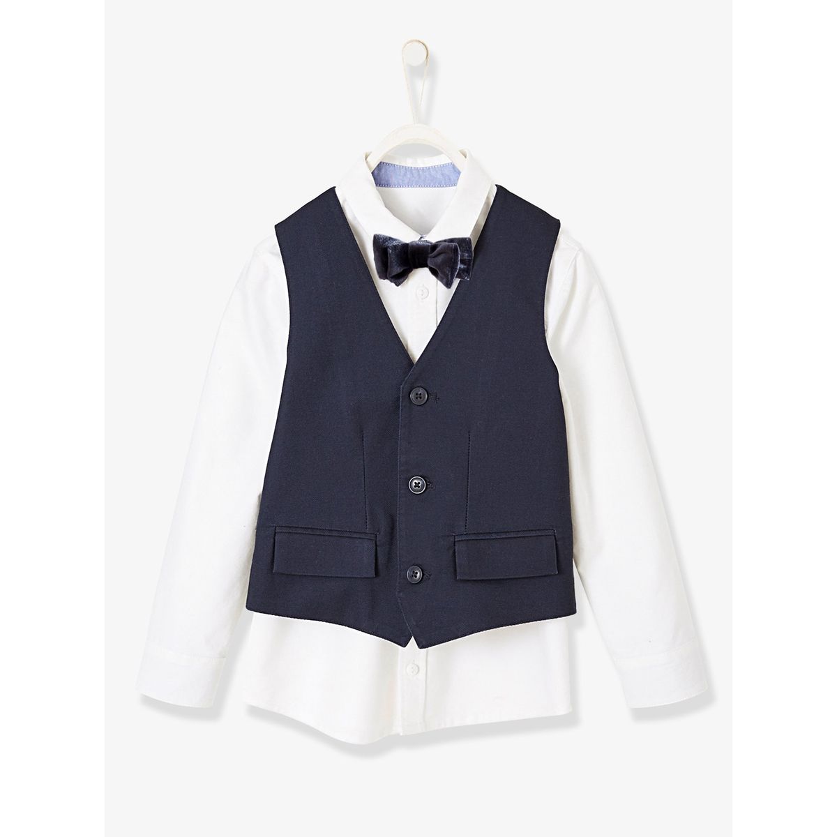 Ensemble garçon chemise + gilet + noeud papillon