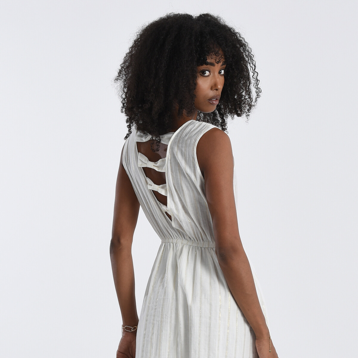 Платье Длинное без рукавов бантики на спинке XS белый LaRedoute, размер XS - фото 2