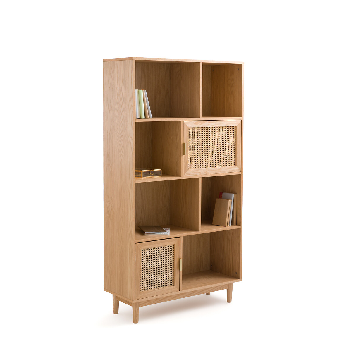 Этажерка-книжный шкаф шпон дуба и ротанг Loris единый размер бежевый книжный шкаф этажерка willox единый размер зеленый