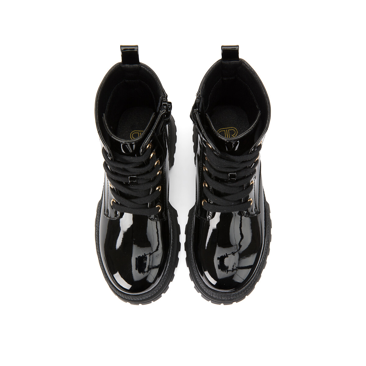 Ботинки Высокие лакированные на молнии и шнуровке 38 черный LaRedoute, размер 38 - фото 3