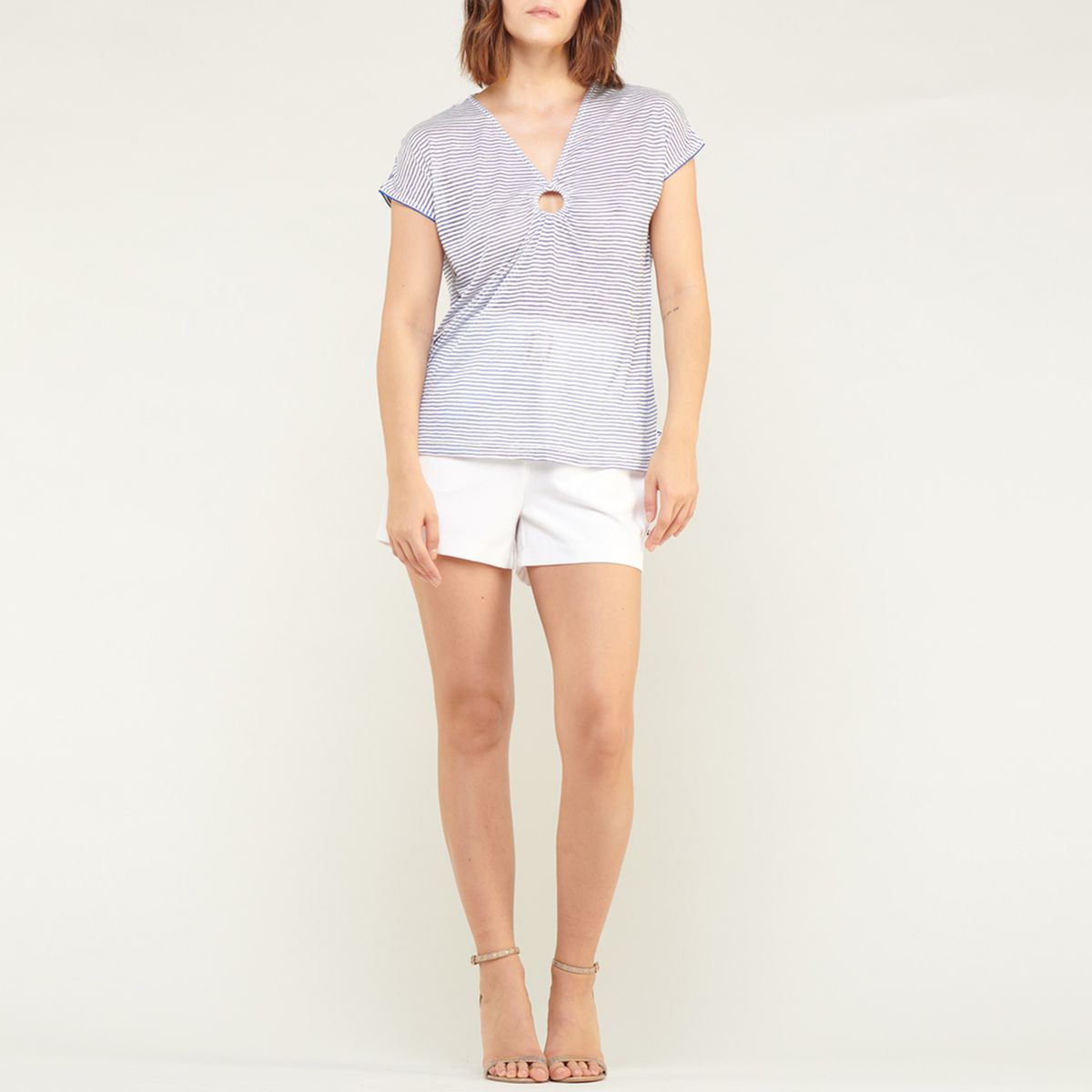 T-shirt à rayures, col V Mila