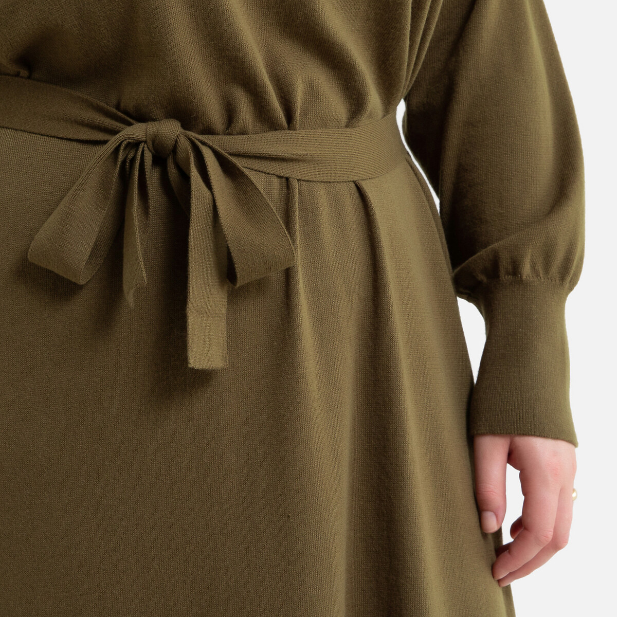 Платье-пуловер La Redoute С V-образным вырезом короткое с ремешком 50 (FR) - 56 (RUS) зеленый, размер 50 (FR) - 56 (RUS) С V-образным вырезом короткое с ремешком 50 (FR) - 56 (RUS) зеленый - фото 3