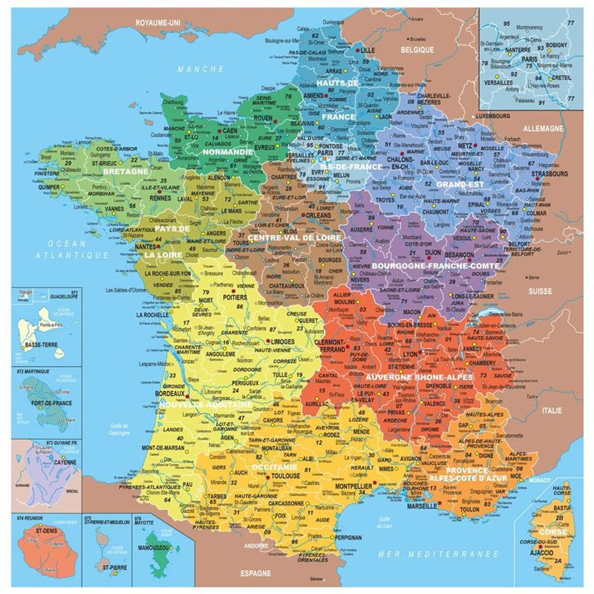 Puzzle en bois Fait Main 100 pièces : Carte de France des départements