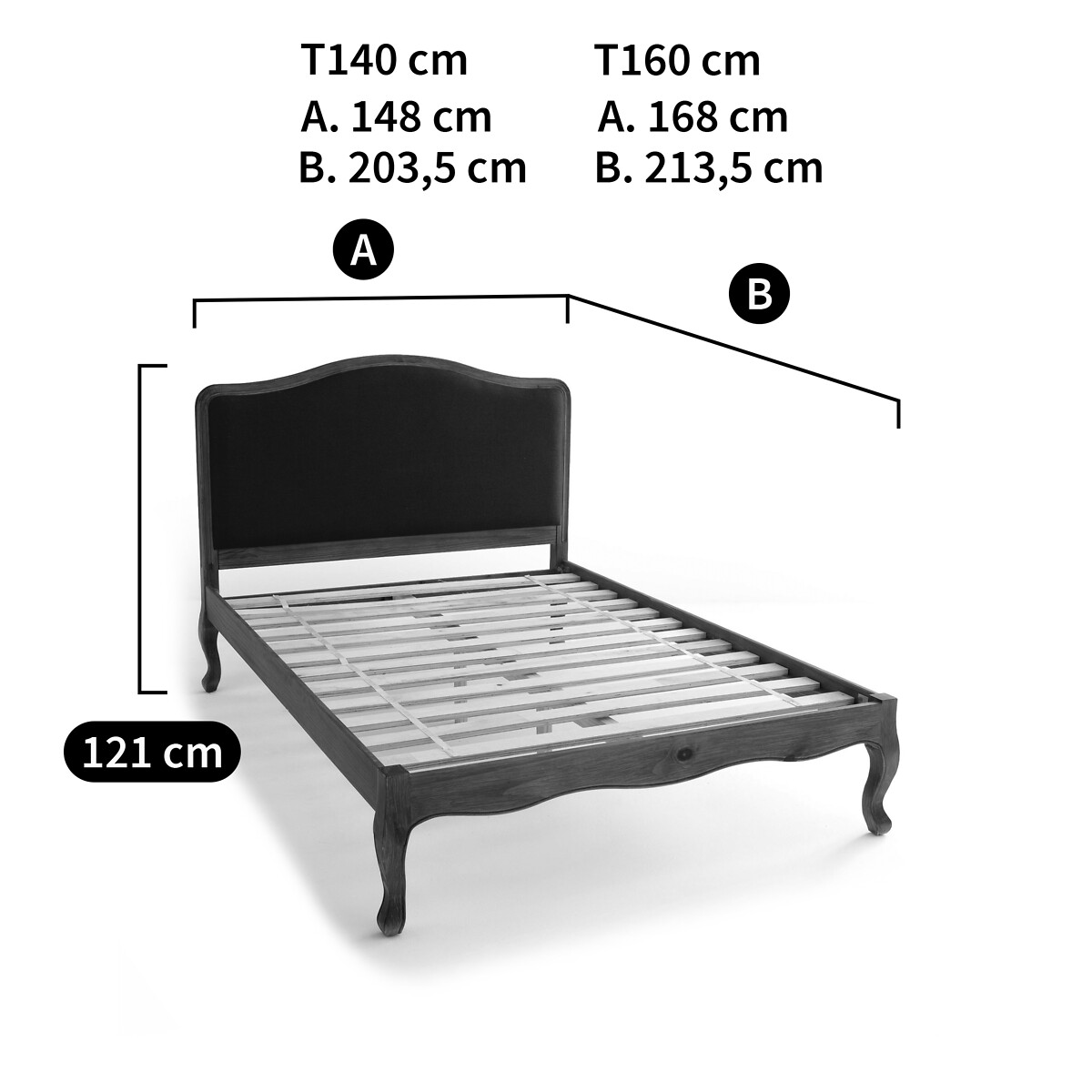 Кровать La Redoute С основанием JANEL 140 x 190 см серый, размер 140 x 190 см - фото 2
