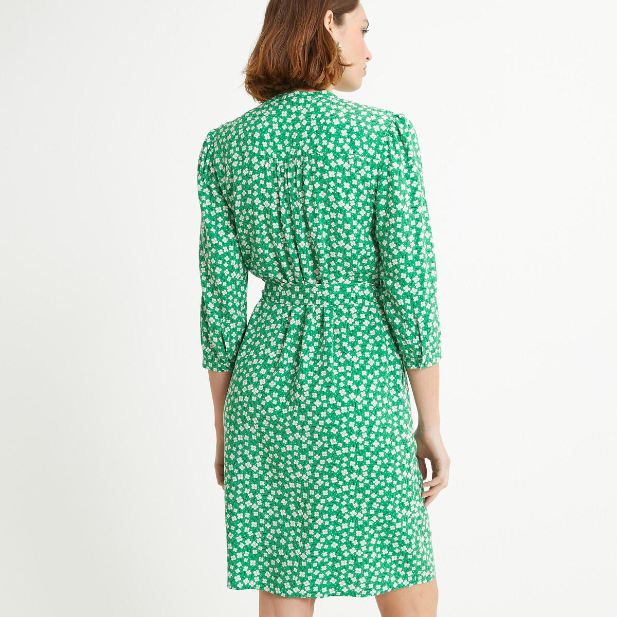 Платье-миди прямого покроя с цветочным принтом  44 зеленый LaRedoute, размер 44 - фото 4