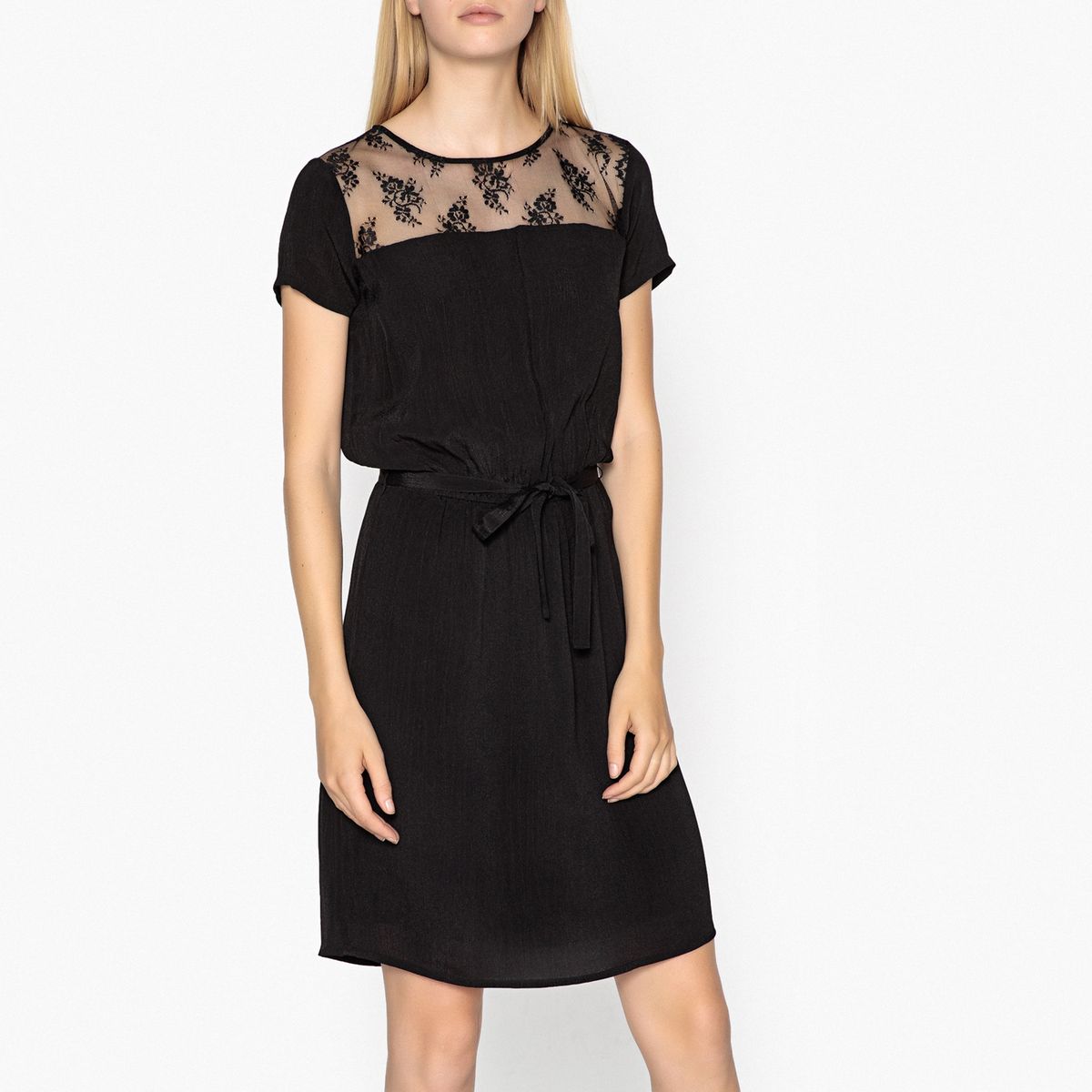 Robe ornée de dentelle CHARLOTTE SATIN