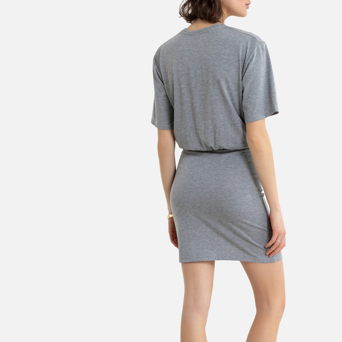 Платье-футболка La Redoute Короткое однотонное с короткими рукавами 40 (FR) - 46 (RUS) серый, размер 40 (FR) - 46 (RUS) Короткое однотонное с короткими рукавами 40 (FR) - 46 (RUS) серый - фото 4
