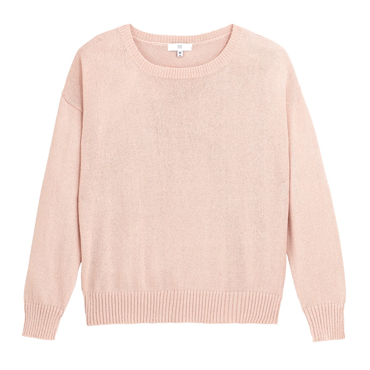 Пуловер La Redoute Широкого покроя с круглым вырезом M розовый, размер M - фото 5